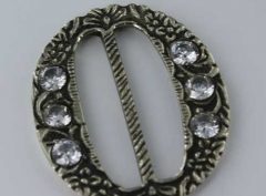 Oval Gem Buckle, White Bronze