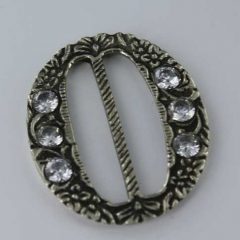 Oval Gem Buckle, White Bronze