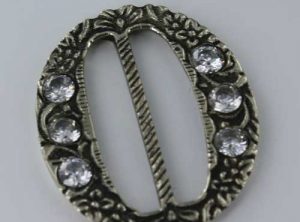 Oval Gem Buckle, White Bronze