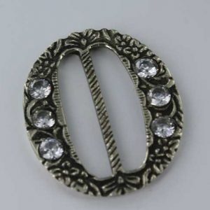 Oval Gem Buckle, White Bronze