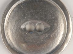 2 Hole Pewter Button, 2 hole with rim, 116. Hand made in the USA