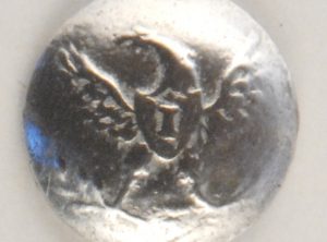 “I” Eagle pewter button, domed 3/4″, 132. Hand made in the USA