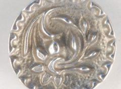 Floral Pewter Button, ragged edge, 9/16″, 133. Hand made in the USA