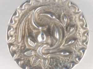 Floral Pewter Button, ragged edge, 9/16″, 133. Hand made in the USA