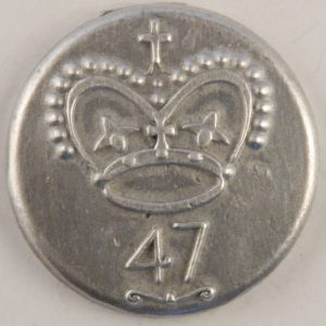 153 L, long shank 47th Officers Pewter Button