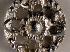 Pierced flower, #157 Pewter Button. Hand made in the USA