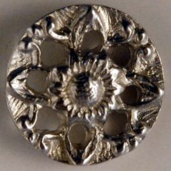 Pierced flower, fancy, forget me not, Pewter Button, 158