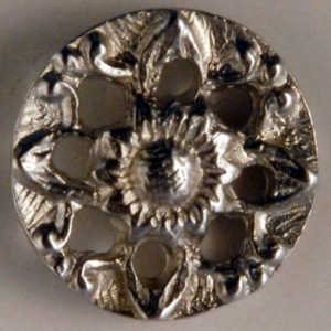 Pierced flower, fancy, forget me not, Pewter Button, 158