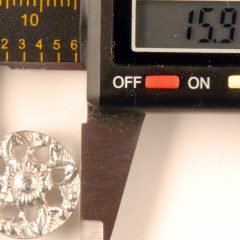 Pierced flower, fancy, forget me not, Pewter Button, 158