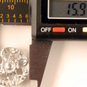 Pierced flower, fancy, forget me not, Pewter Button, 158