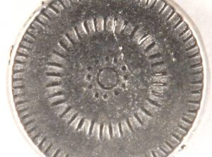 Early circular pattern Pewter Button, 7/8″, 183. Hand made in the USA