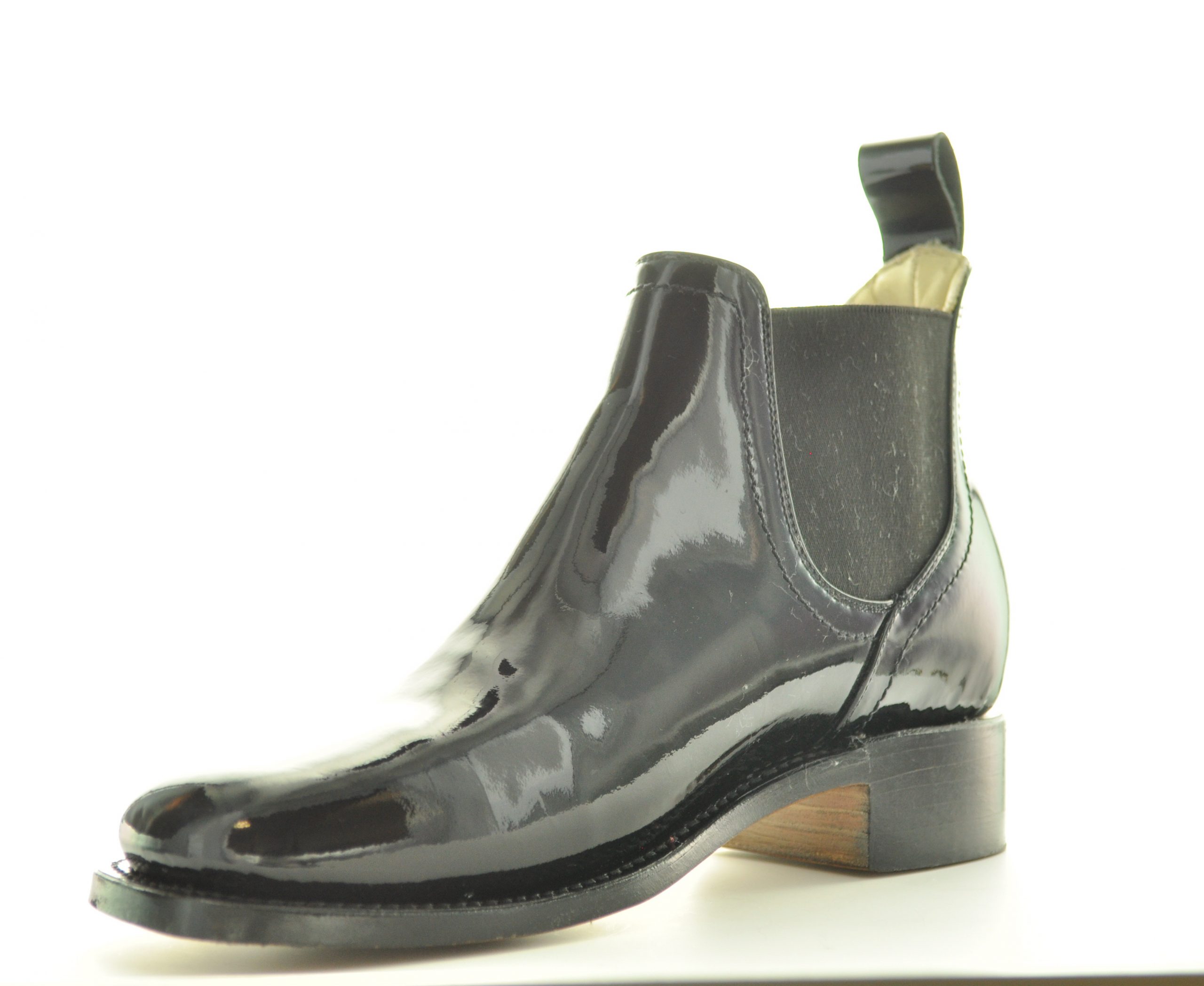 Patent Leather Congress Gaitor, Civil War Men’s pull-on Shoe