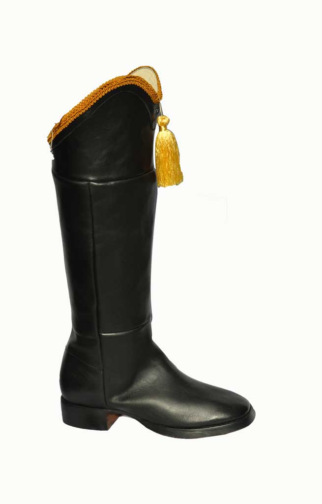 shiny black military boots