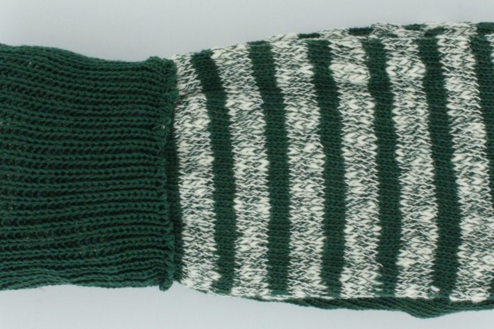 Green_Narrow_Stripe_Marl striped over the knee stocking.